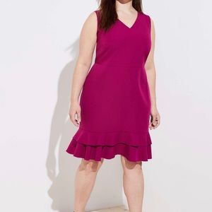 NWT LOFT Plus 26 tiered flounce dress in plum
